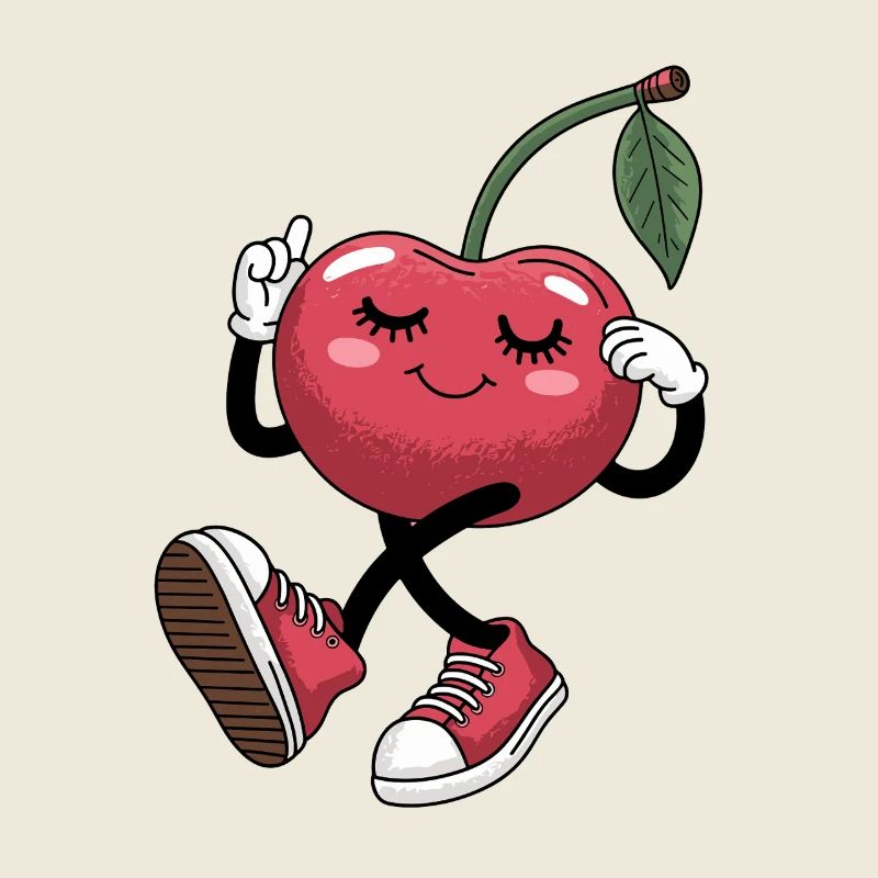 Dancing cherry with sneakers cheerful