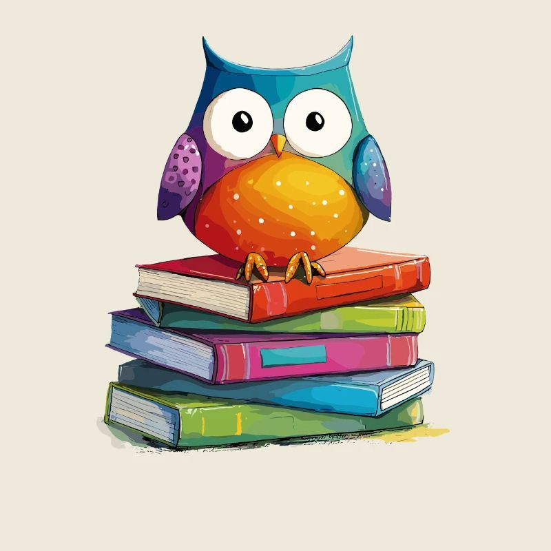 Stack of books owl