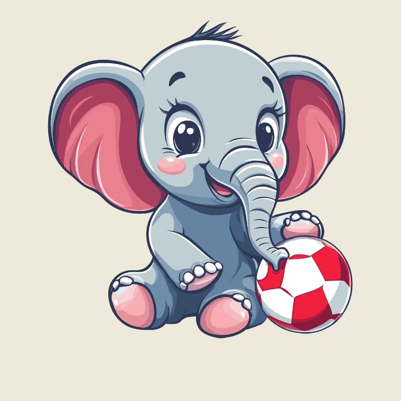 Éléphant mignon avec une balle