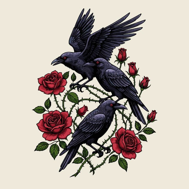 Corbeaux et Roses rouges - Esthétique gothique