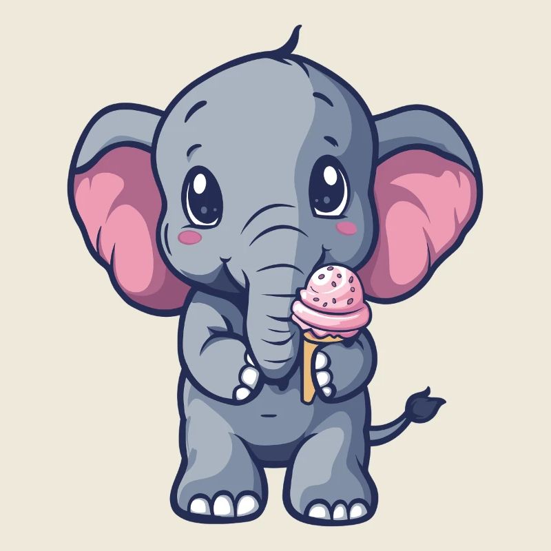 Kleiner Elefant Eiscreme Freund
