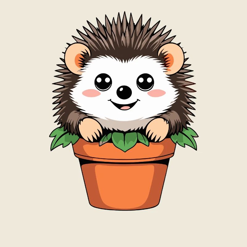 Small garden hedgehog in pot