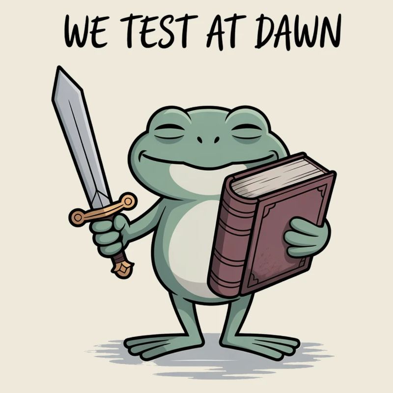 Dawn Test Frog with Sword and Book