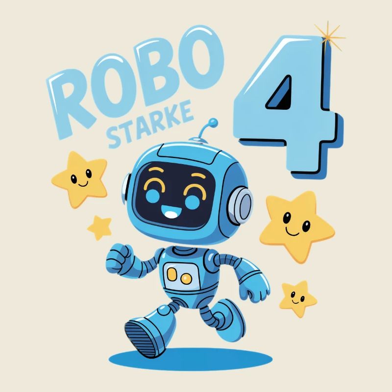 Robot Birthday Motif 4 Years Boy Gift