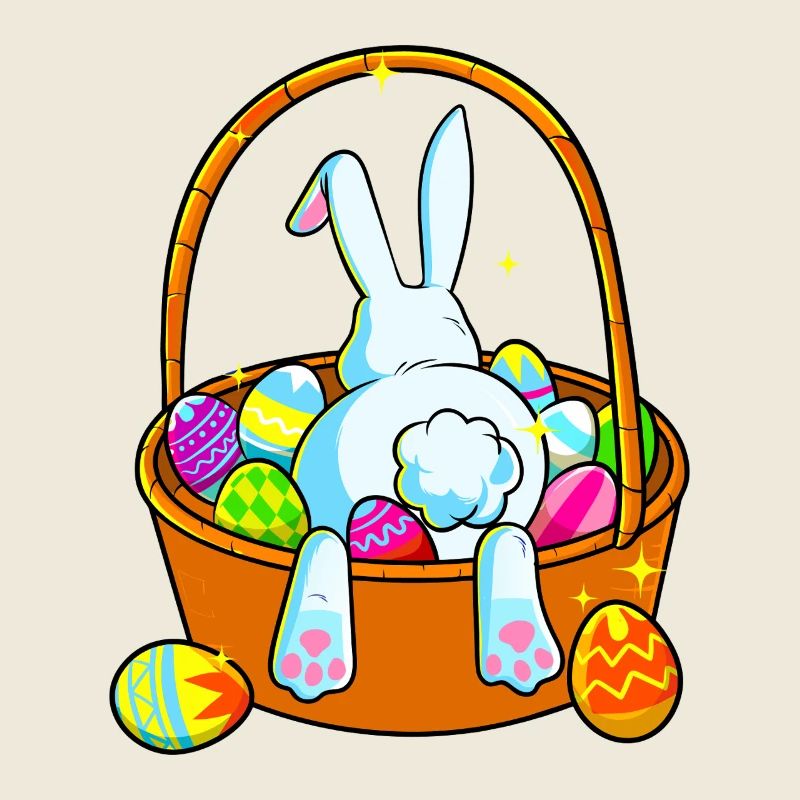 Pastell-Osterhase im Korb