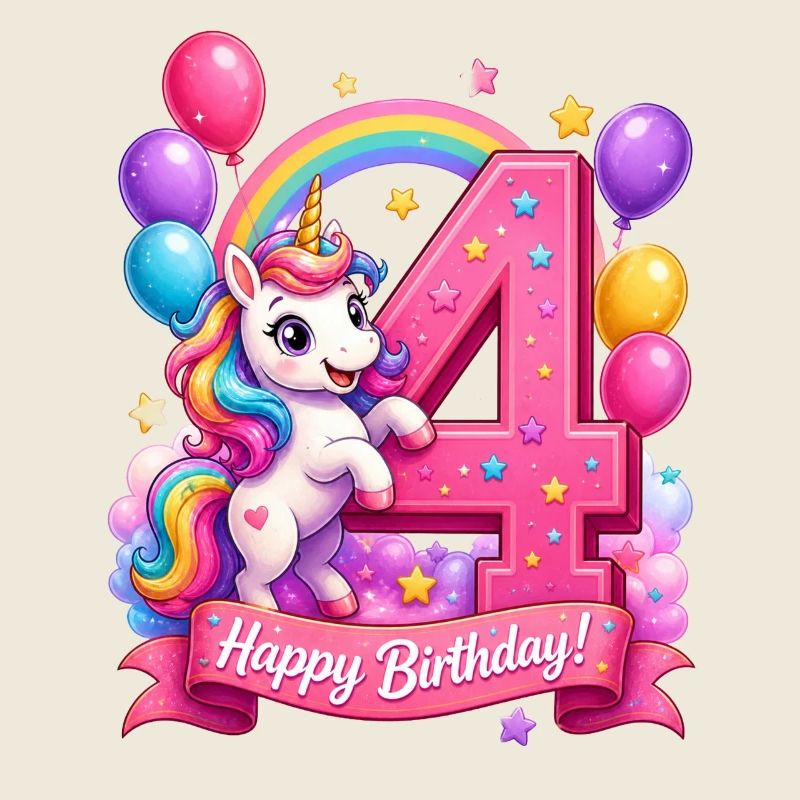 4. Geburtstag Einhorn Regenbogen