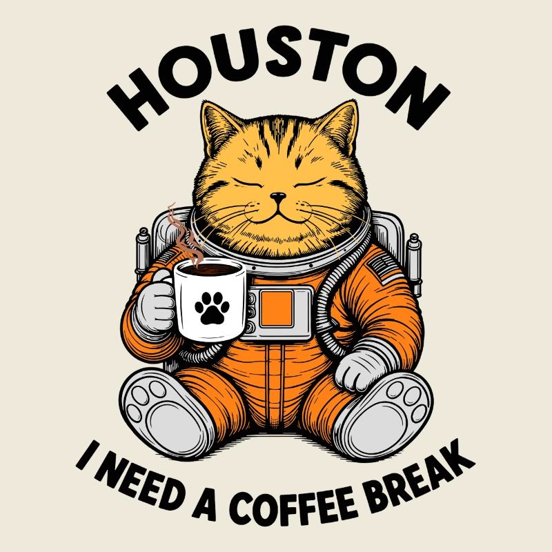 Houston I Need A Coffee Break Astronaut Cat