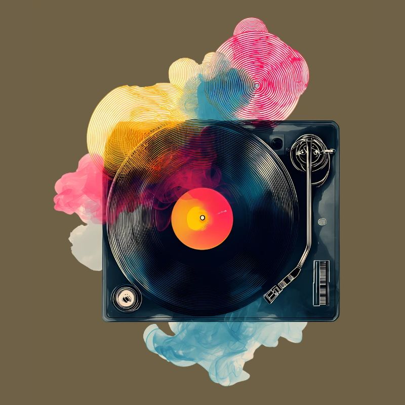 Design de platine vinyle en vinyle à splash couleur
