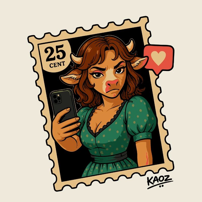 Selfie-Kuh-Briefmarkenporträt
