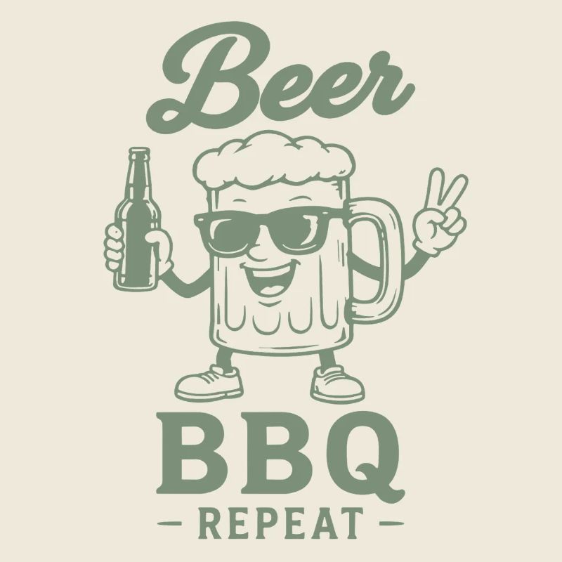 BEER BBQ REPEAT Grillen Bier Grafik