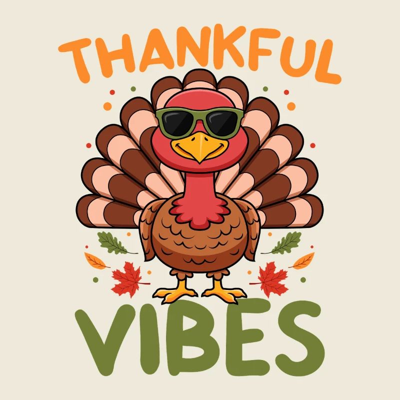 Vibrations reconnaissantes Design de Thanksgiving Cool Dinde