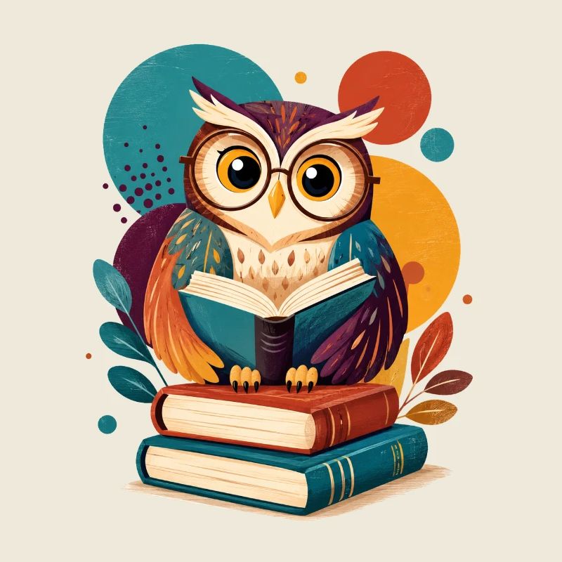Colorful Reading Owl