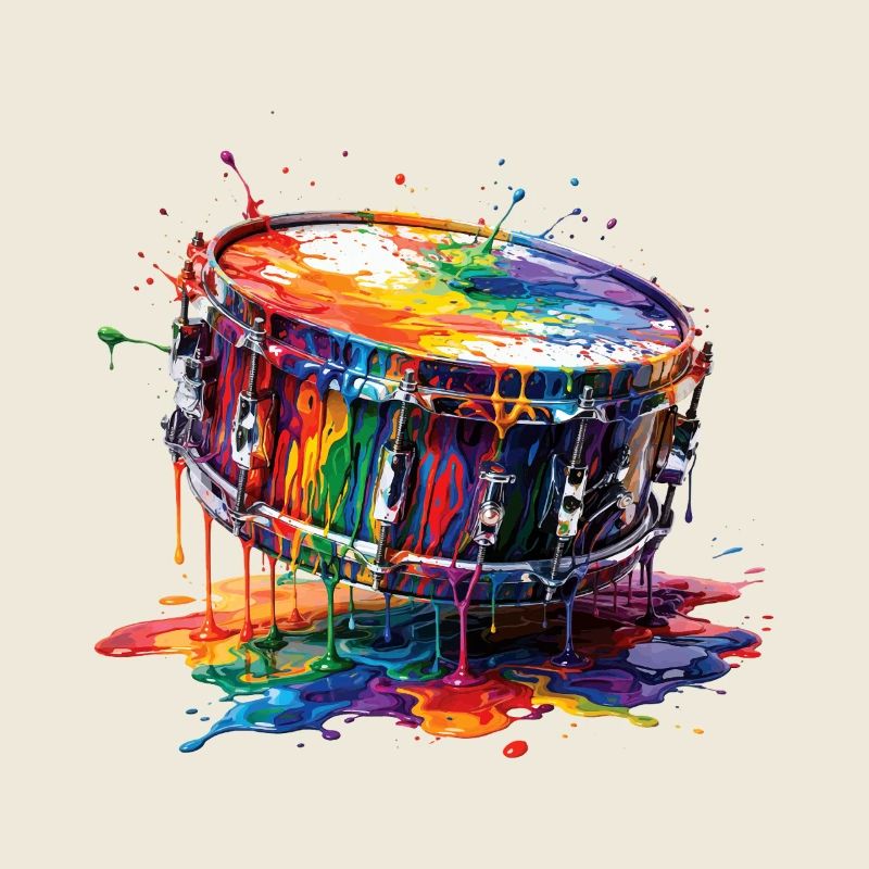 Snare drum with dripping paint