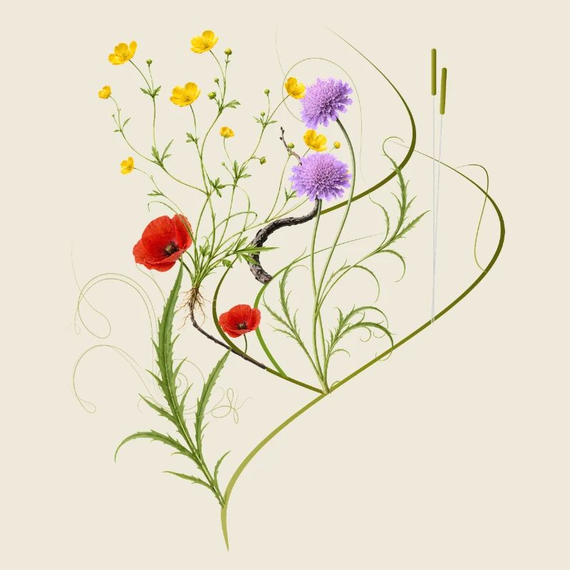 Wildblumen Wiese Botanisches Design 