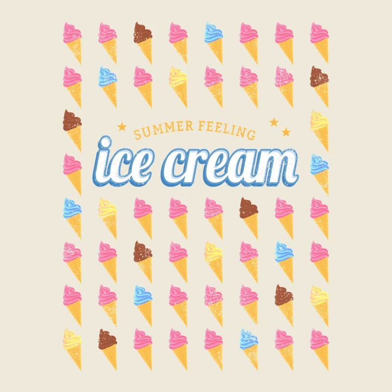 Eis im Hörnchen Vintage Waffel Eiscreme Design