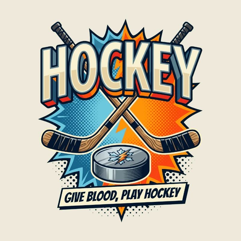 Retro Eishockey Schläger Puck Comic