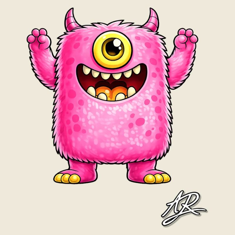 Einäugiges pinkes Monster