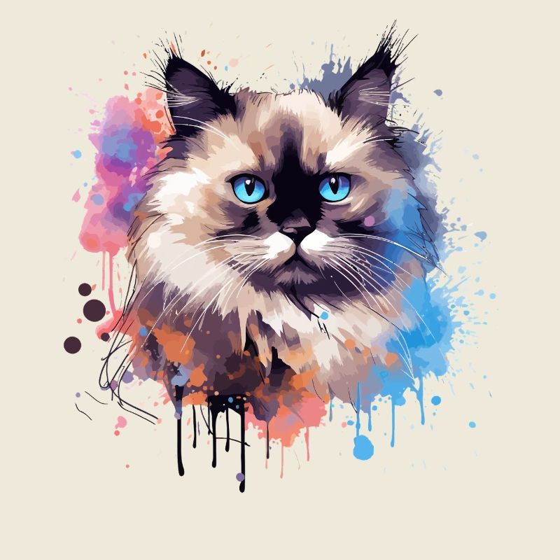Splash Art Birman-Katzengesicht bunt