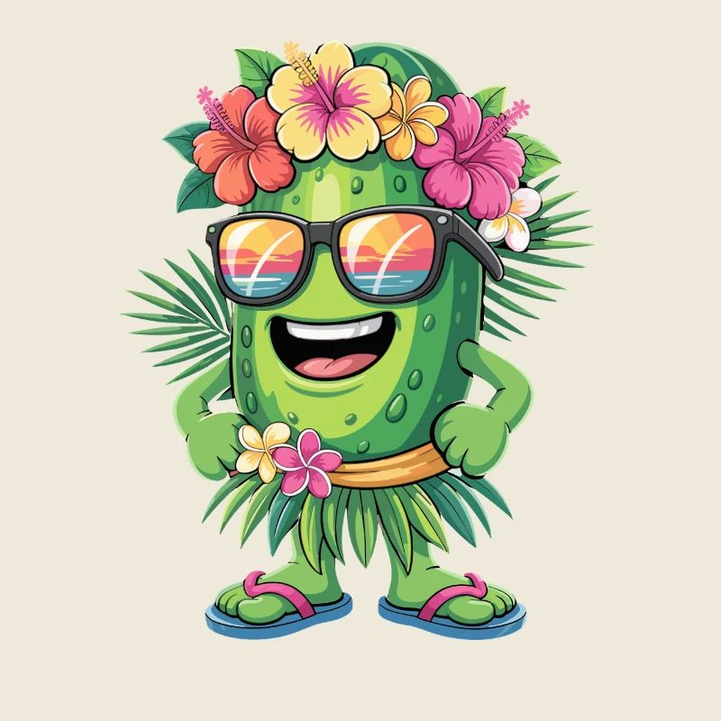  Lustige Urlaub Gurke im Hawaii Hula Look mit