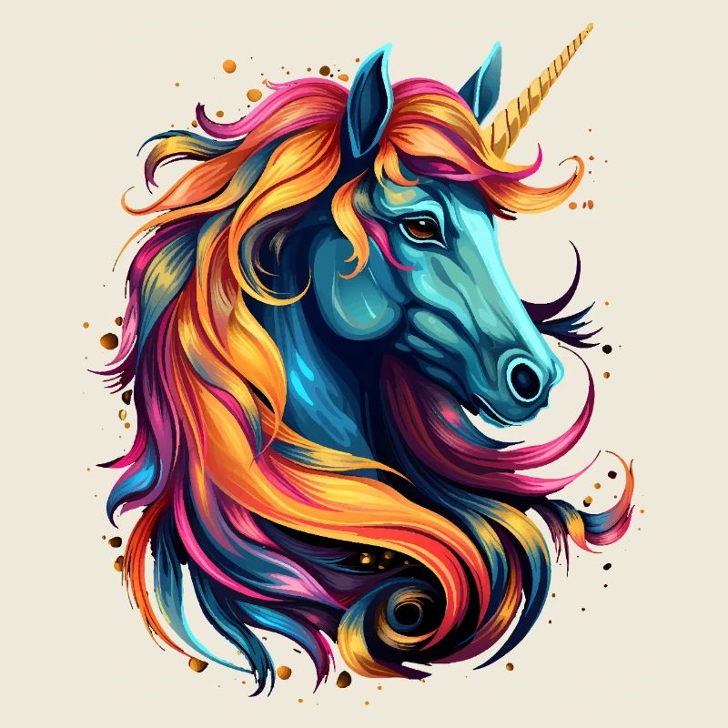 Art de tête de licorne arc-en-ciel