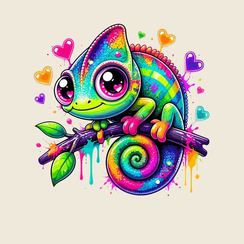 Caméléon coloré sur une branche