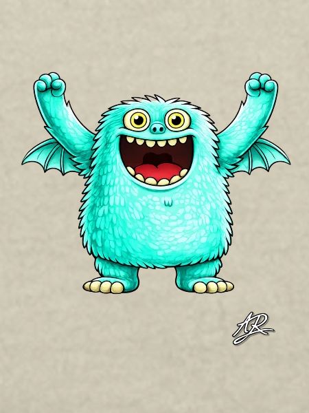 Monstre turquoise joyeux