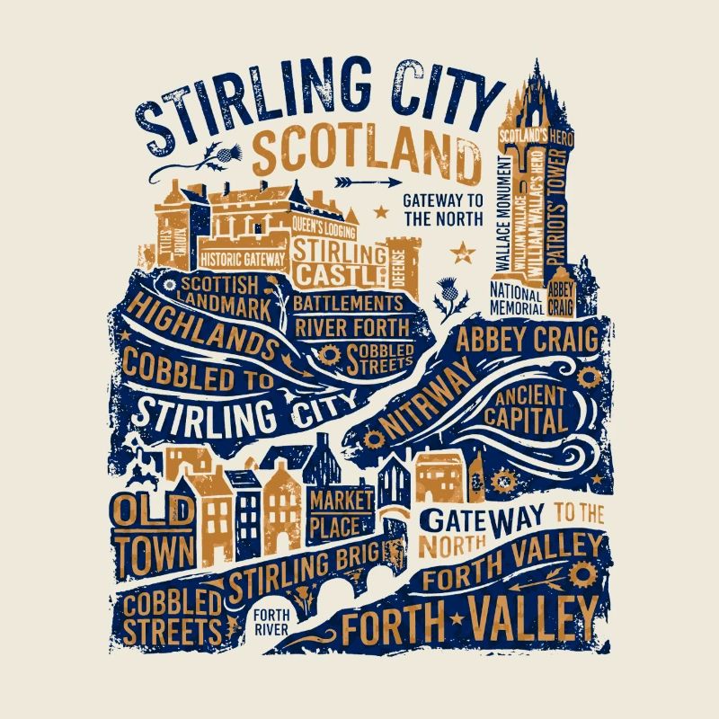 Skyline de Stirling, Écosse, et monuments locaux