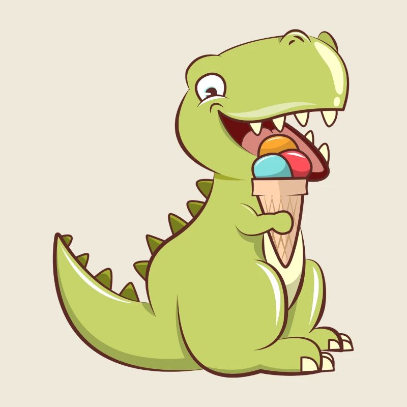 Dino mignon avec glace – Une gourmandise T-Rex mignonne