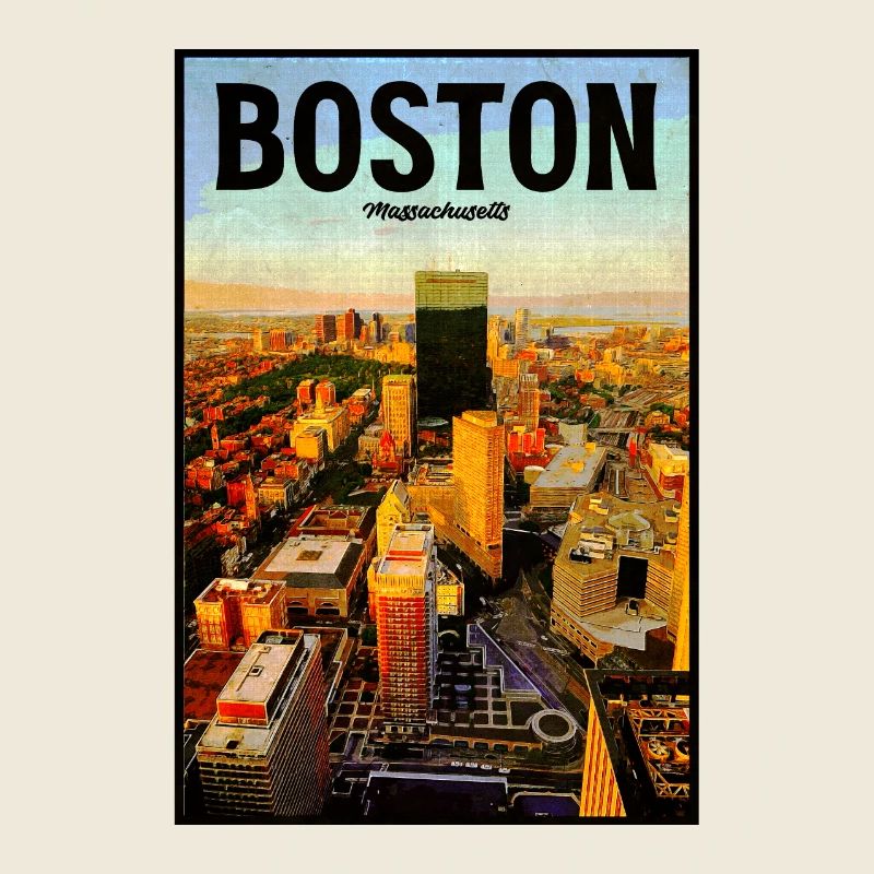 Boston Skyline Vintage Poster