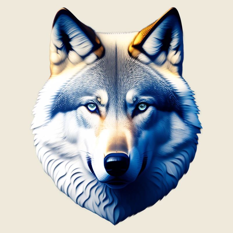 Tête de loup aux yeux bleus
