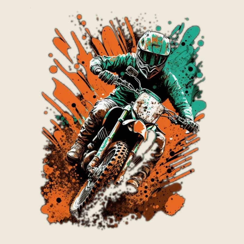 Splash de motocycliste en orange-sarcelle