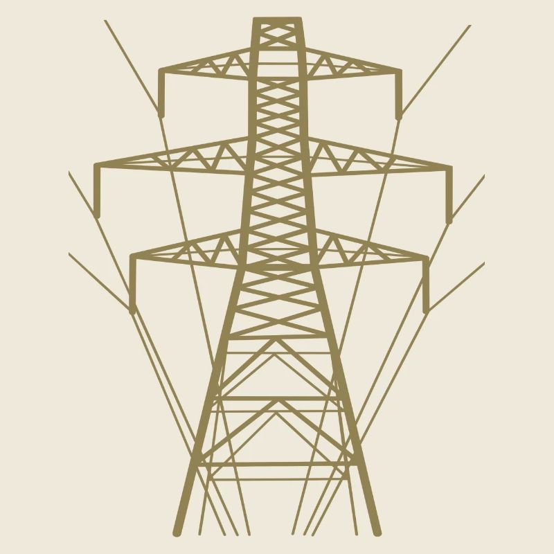 Weiße Strommast-Silhouette