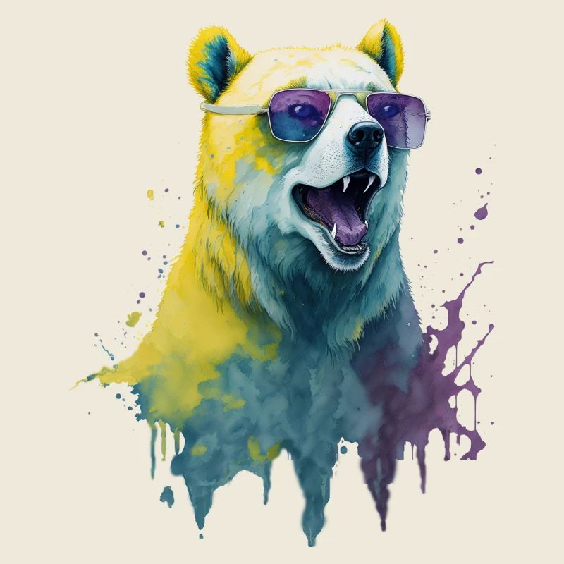 Cool polar bear with sunglasses, portrait