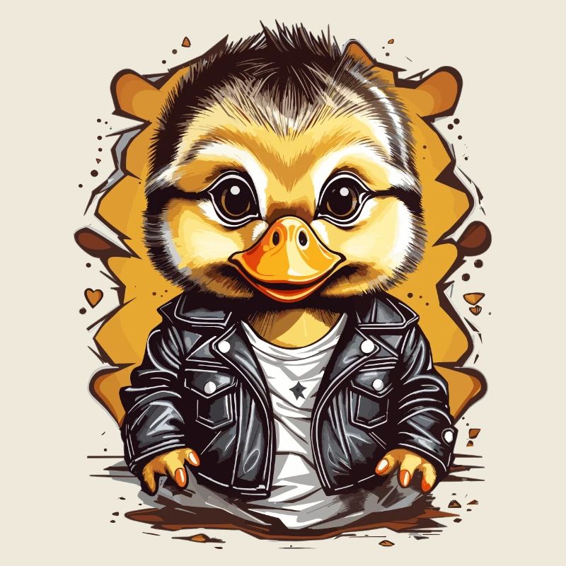 Canard mignon avec veste en cuir