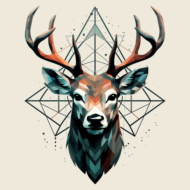 Geometrischer Hirsch mit geometrischen Mustern