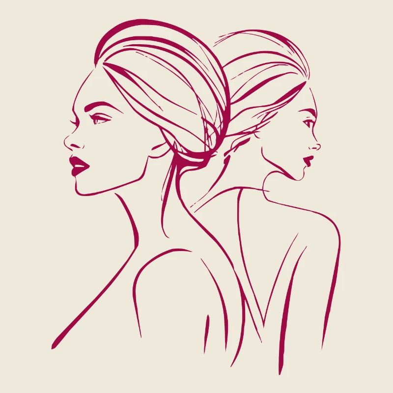 Minimalistische rosa Linienkunst Damenprofil Elegant