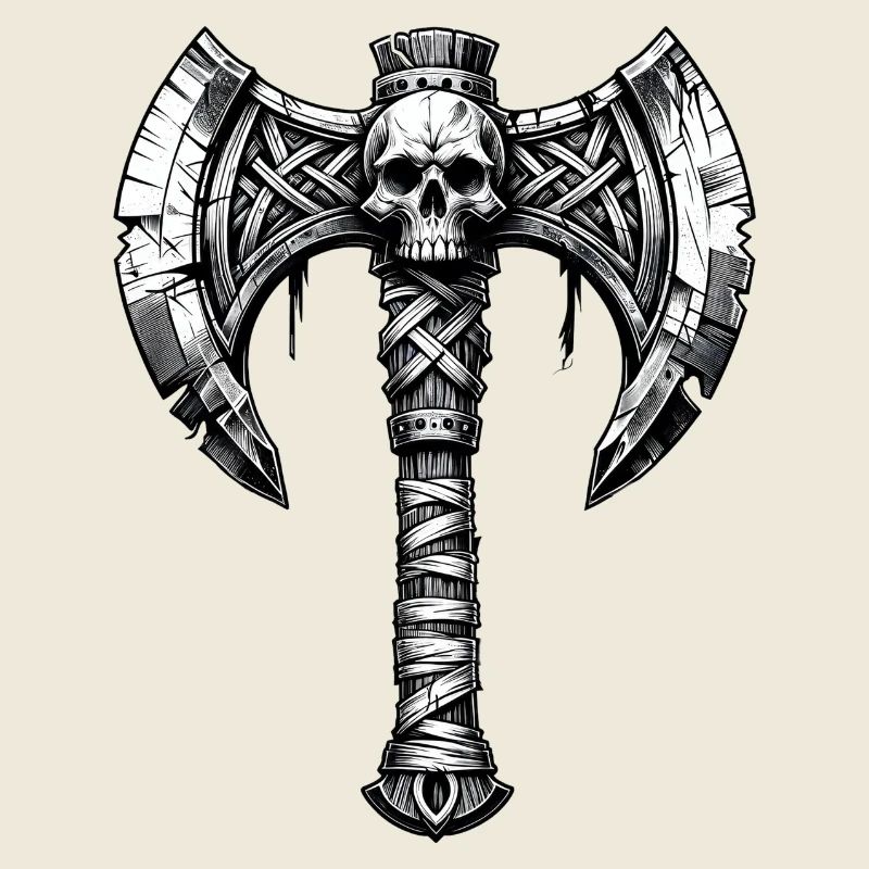 Design de crâne de hache lançant une hache