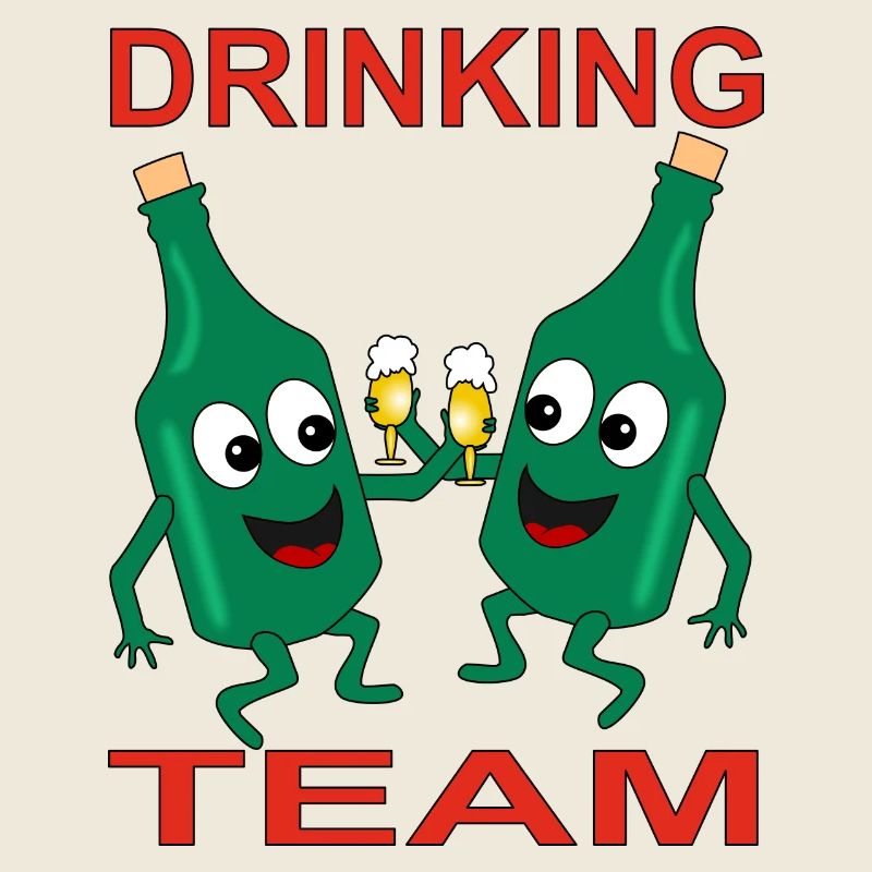 Verschmitzte Bierflaschen Trinkteam