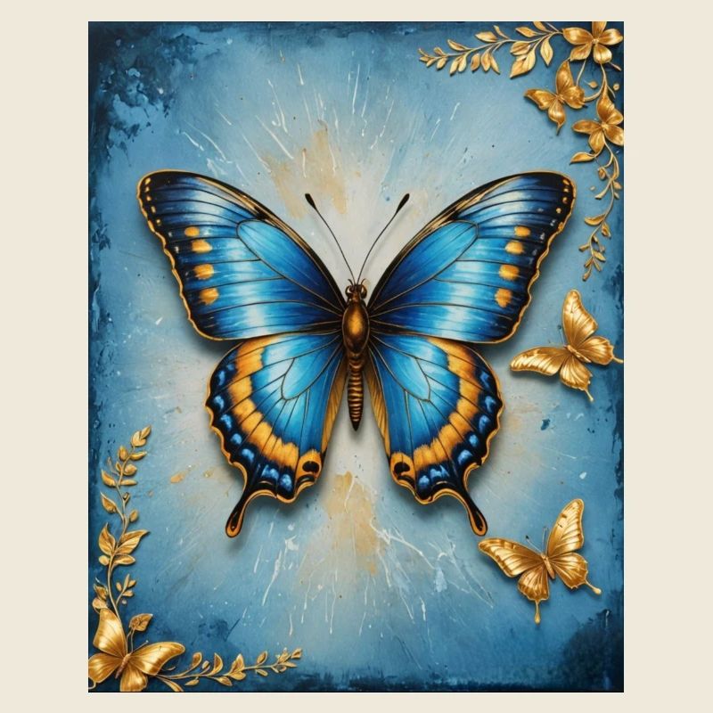 Azurblauer Schmetterling mit Goldakzenten