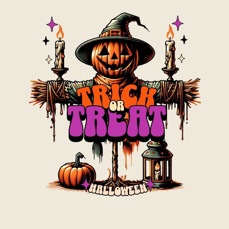 Retro Trick or Treat Halloween Vogelscheuche