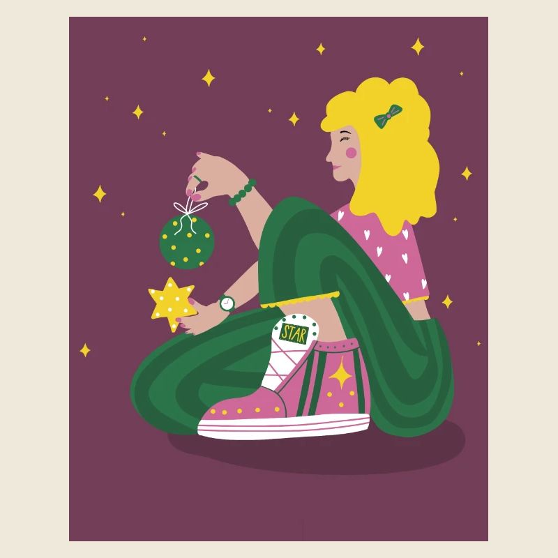 Fille de Noël avec des étoiles
