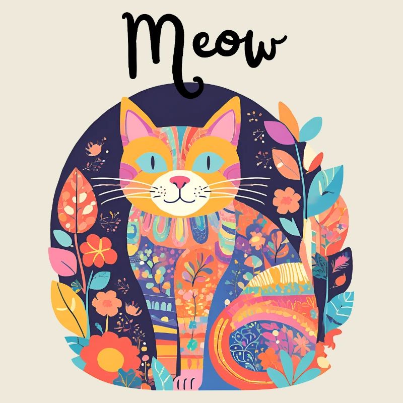 Chat coloré florilège patchwork