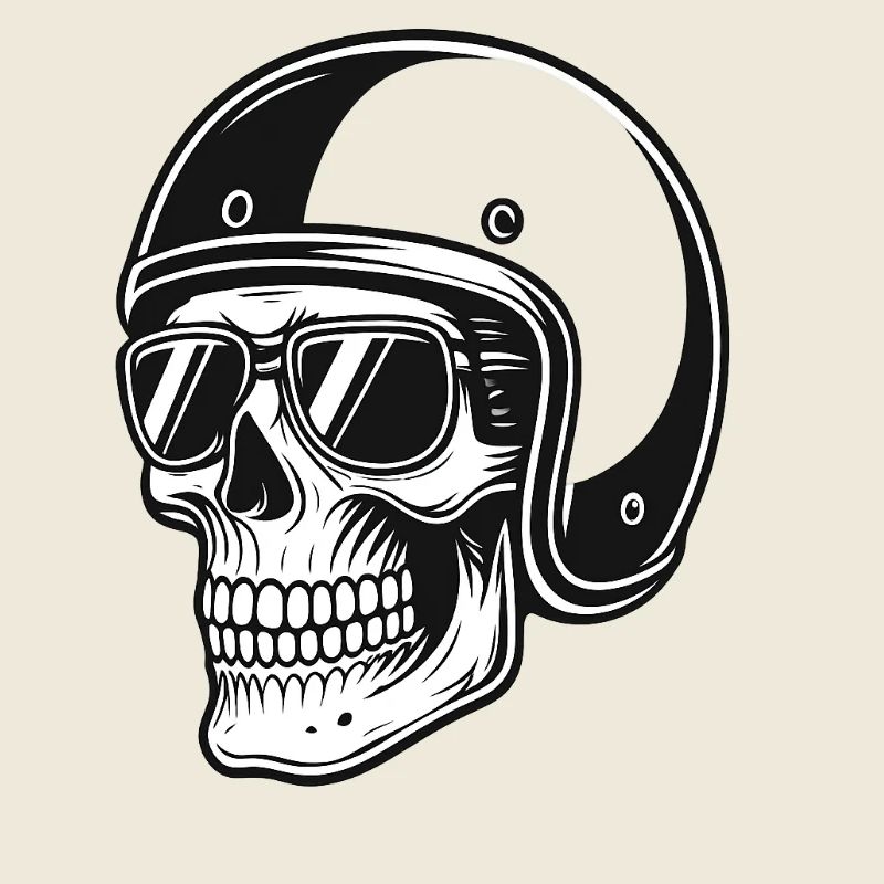 Image de motard squelette avec casque