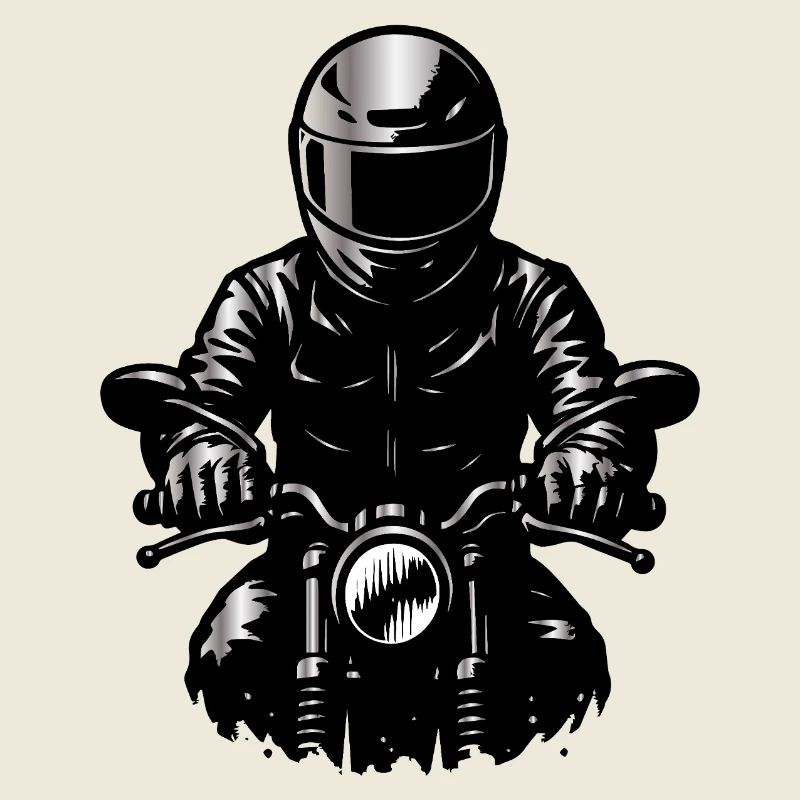 Motorradfahrer im Helm – Frontansicht Illustration