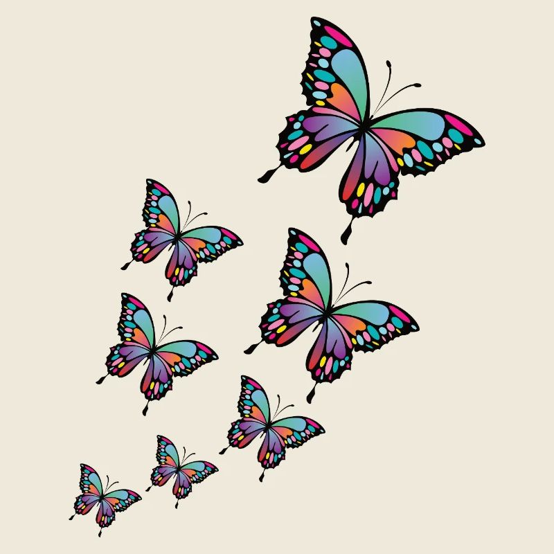Papillons colorés.