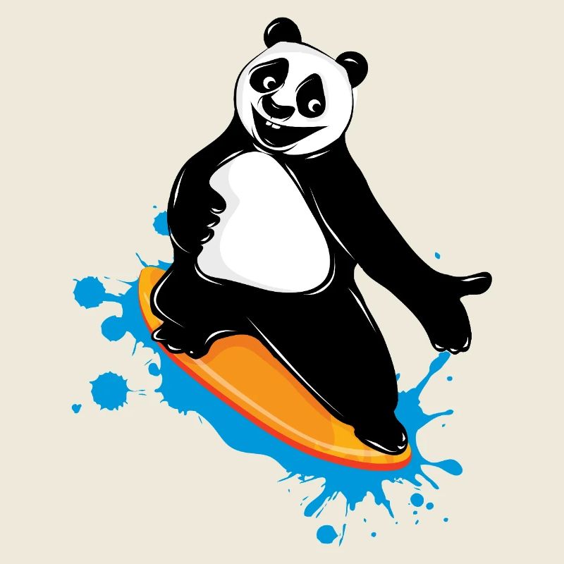 Surfing panda bear in graffiti style