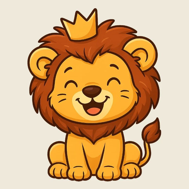 Mignon Roi Lion avec Couronne