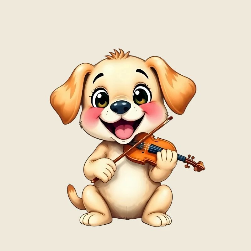 Puppy playing violin