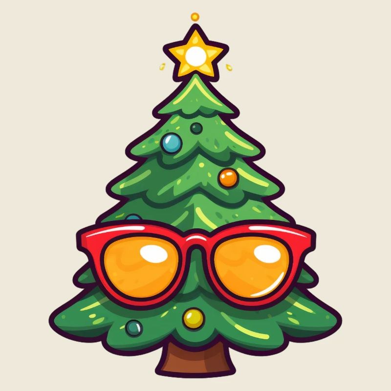 Festive Christmas Tree with Sunglasses