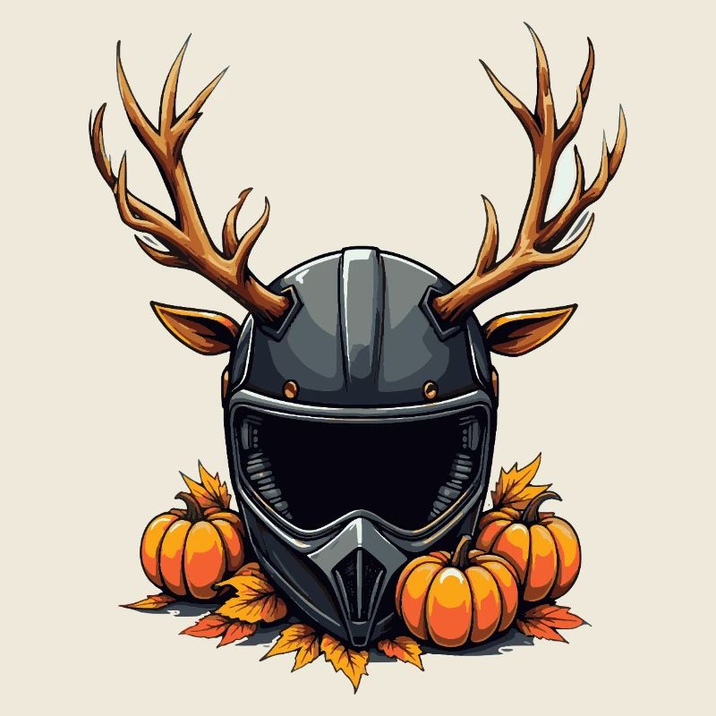 Geweihhelm Herbst-Kürbismotiv
